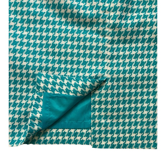 Talbots white, and aqua houndstooth midi skirt - Picture 3 of 10